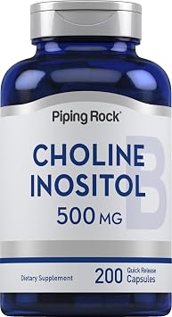 Piping Rock Choline Inositol Supplements | 500mg | 200 Capsules | Choline Bitartrate & Myo-Inositol | Non-GMO, Gluten Free