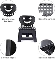 Vista 3 de ACSTEP Taburete plegable con soporte de espalda para niños, taburete de 9 pulgadas para niños y niñas, taburete de cocina al aire libre