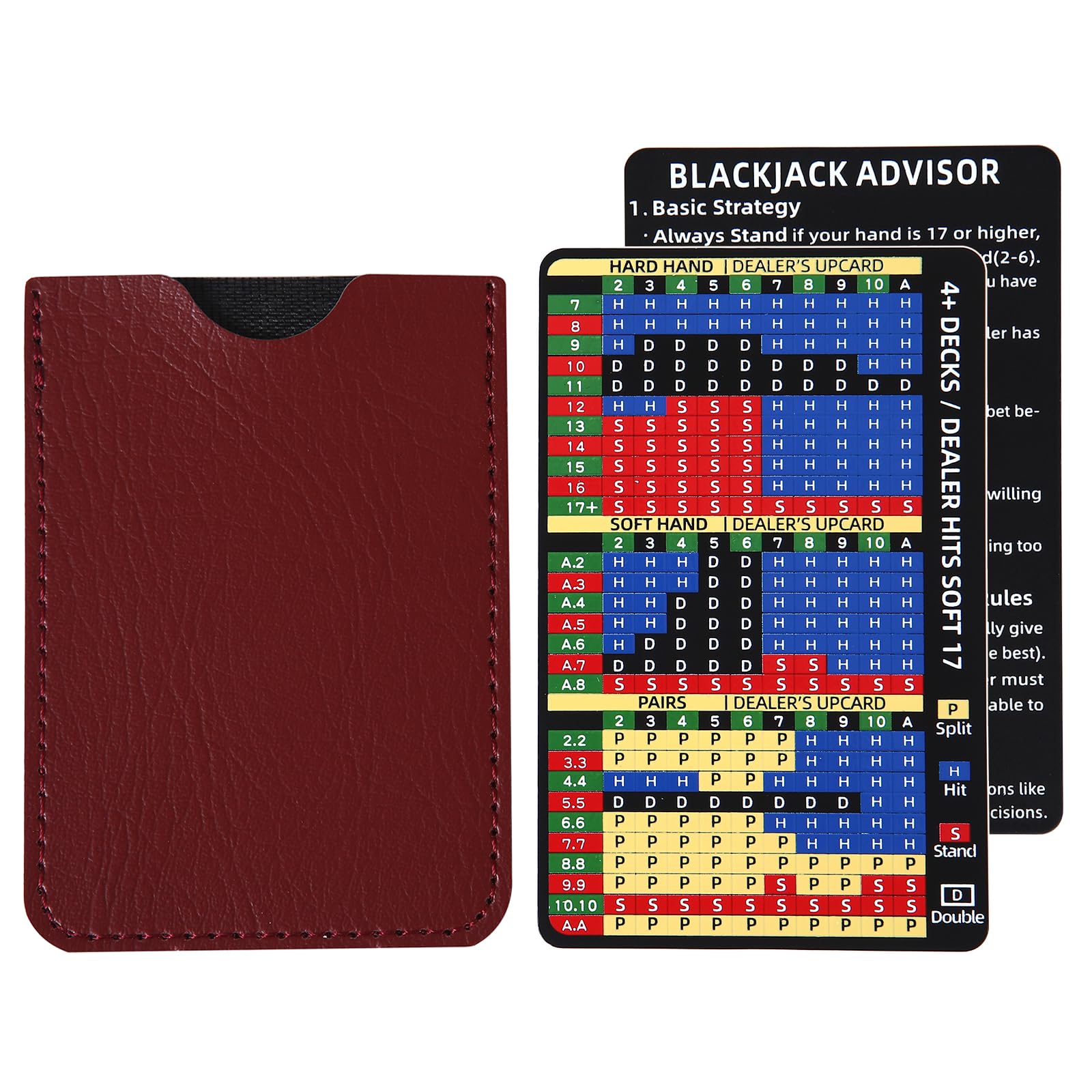 Amazon.com: Sanfiland Thick Stainless Steel Basic Strategy Blackjack Card,  Metal Blackjack Basic Strategy Card Casino Legal Allowed at Casino Blackjack  Table Sets 4+ Decks Hit Soft 17 with Leather Sleeve (1 PCS) :