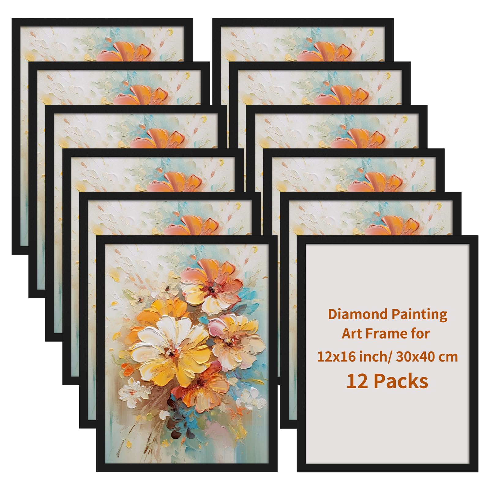 CRUGLA 12 Packs 12x16 Diamond Painting Magnetic Picture Frames with Self Adhesive Backing, Diamond Art Frame, Reusable Poster Frame for Refrigerator Home Office Door Wall