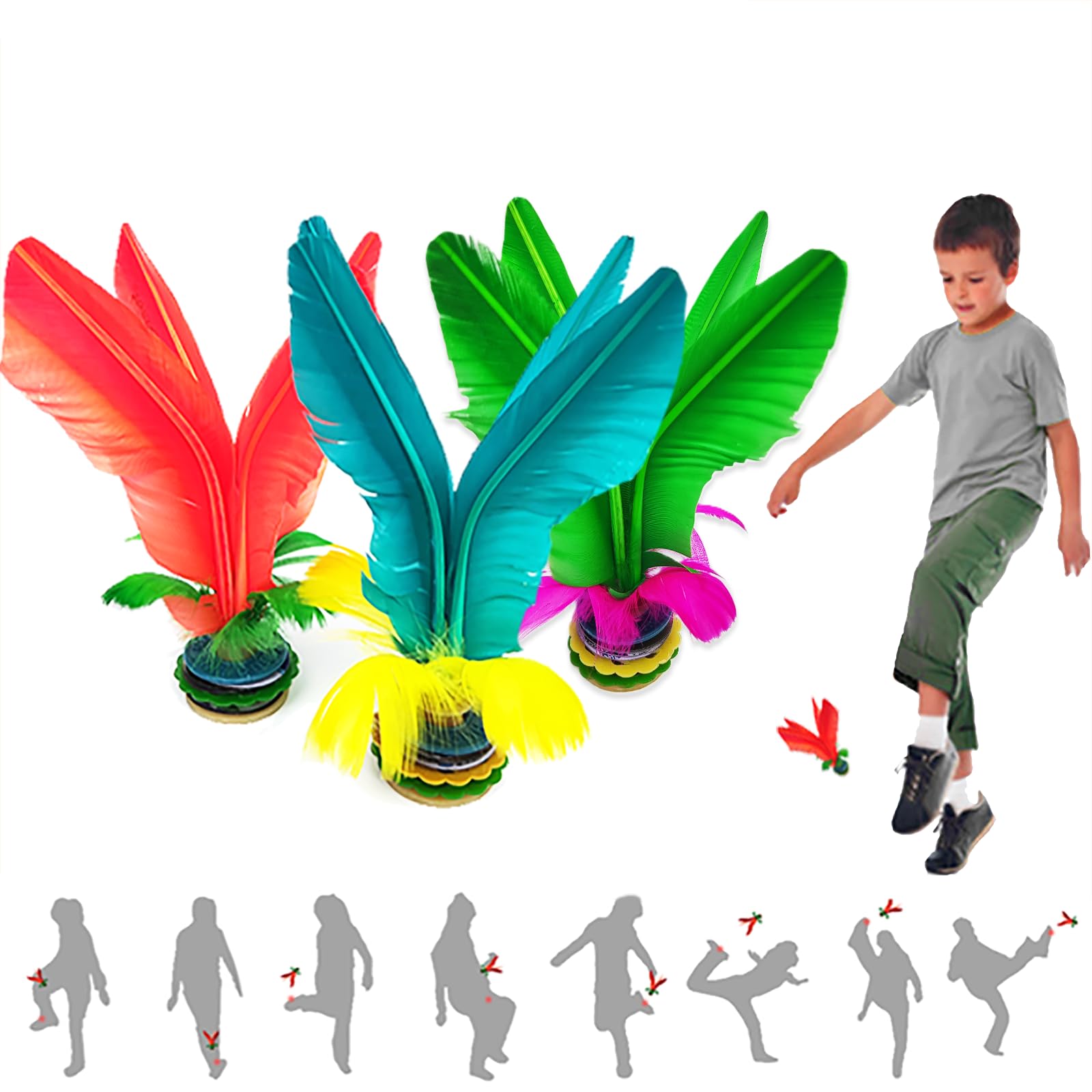 Jianzi Kick Shuttlecock, Volant de Football à Plumes, Jeu de Pieds Sportif, Feather Shuttlecock pour Enfants et Adultes, Utilisation Intérieure et Extérieure