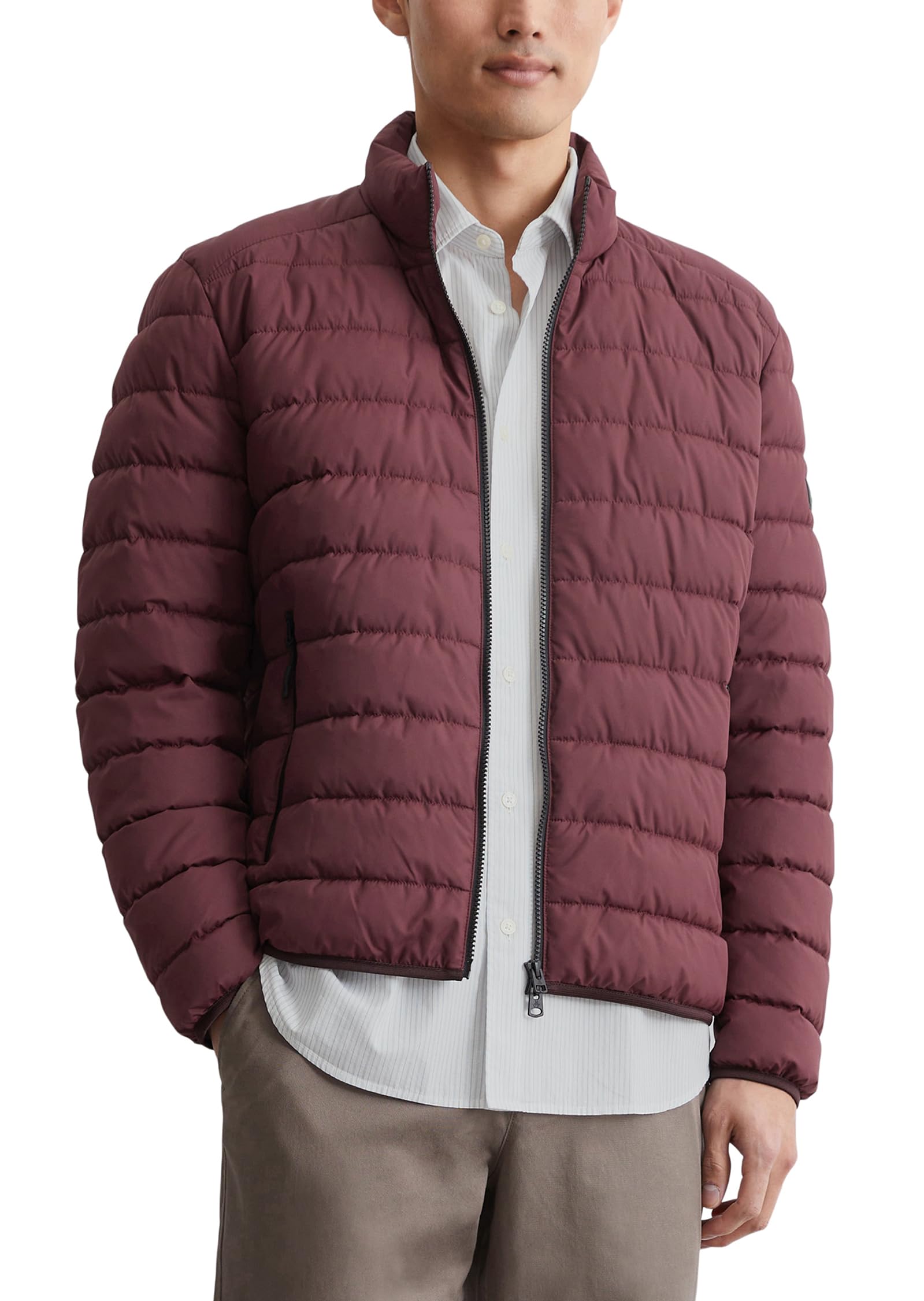 Marc O'Polo Herren Steppjacke mit Stehkragen leicht, Rot (Wine Berry), XXL
