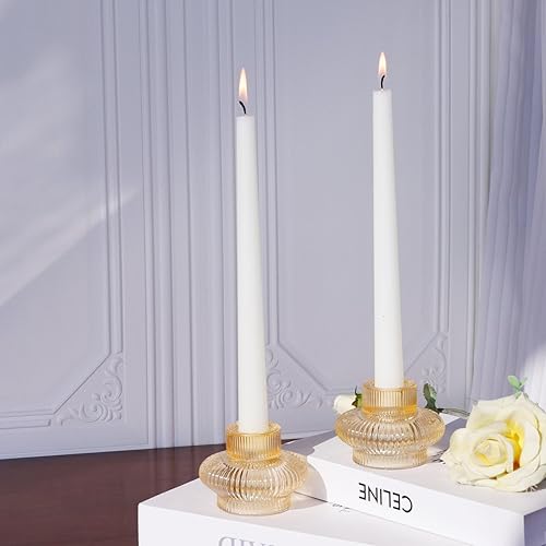 Miniatura 9 de VOHO Portavelas cónicos de oro champán para centro de mesa, candelabros clásicos acanalados para fiesta de cumpleaños, decoración de boda,