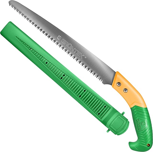 GRÜNTEK Barracuda Pruning Saw, Hand Saw for Wood and Trees with Hardened 3D-Teeth and Plastic Holster