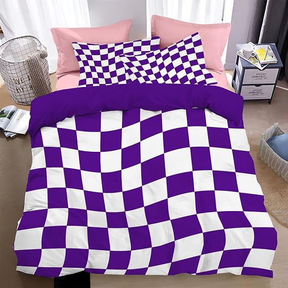 Grid Quilts - Checkerboard Country Quilt Twin Bedding Sets for Adults Comforter 3D Texture Bohemian Bedspread Bed Set for Soft Microfiber Lightweight Quilts Decor