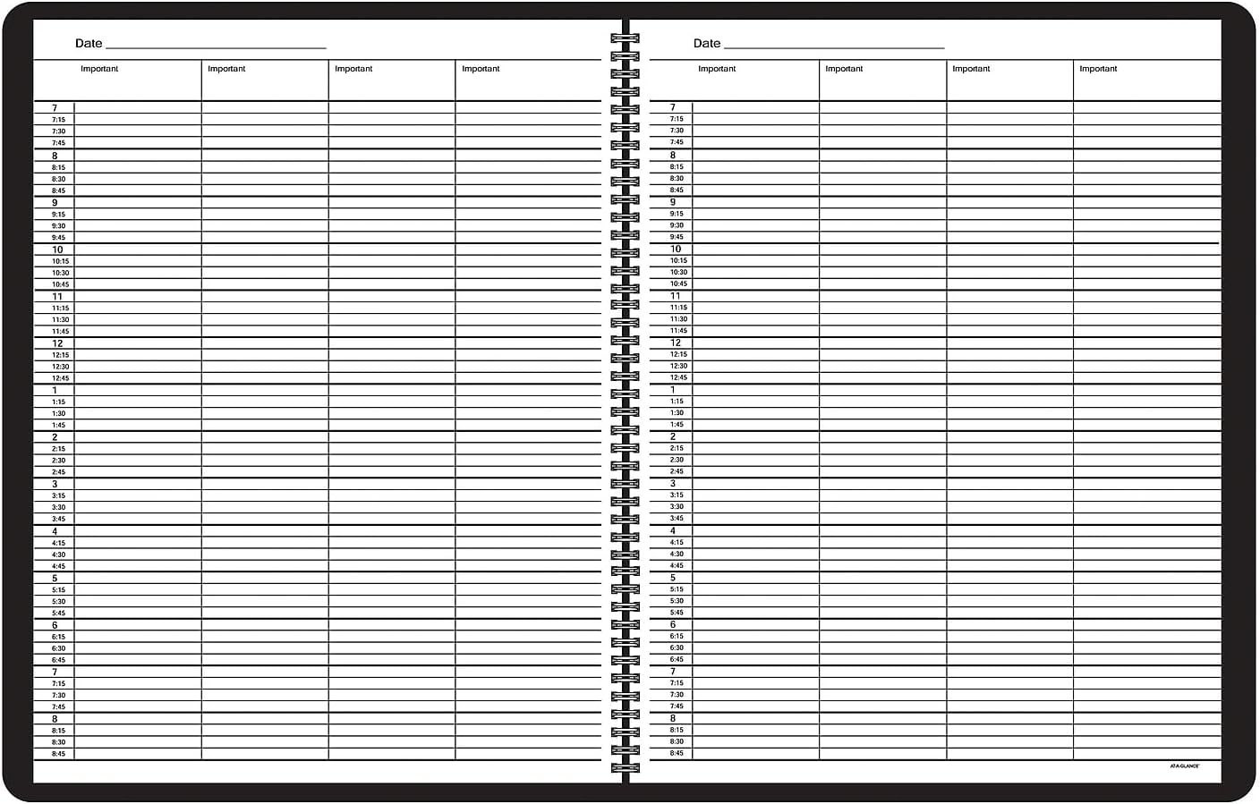 AT-A-GLANCE 8031005 Four-Person Group Undated Daily Appointment Book, 8 1/2 x 10 7/8, Black