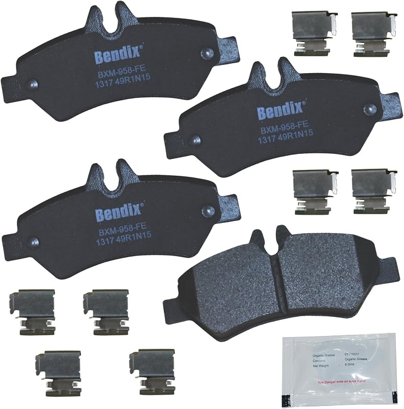 Pastilhas de freio traseiras semimetálicas Bendix Priority1 CFM1317 para Dodge Sprinter 2500, Freightliner 3500, Mercedes-Benz Sprinter, V250 e Volkswagen Crafter Van