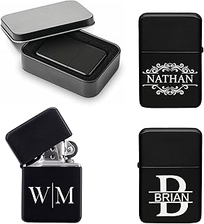 Ships Next Day, Custom Personalized Lighter with Case & Name, Bachelor Party Groomsmen Gift, Engraved Lighter Gifts for Dad Husband Lover (Monogram Design)