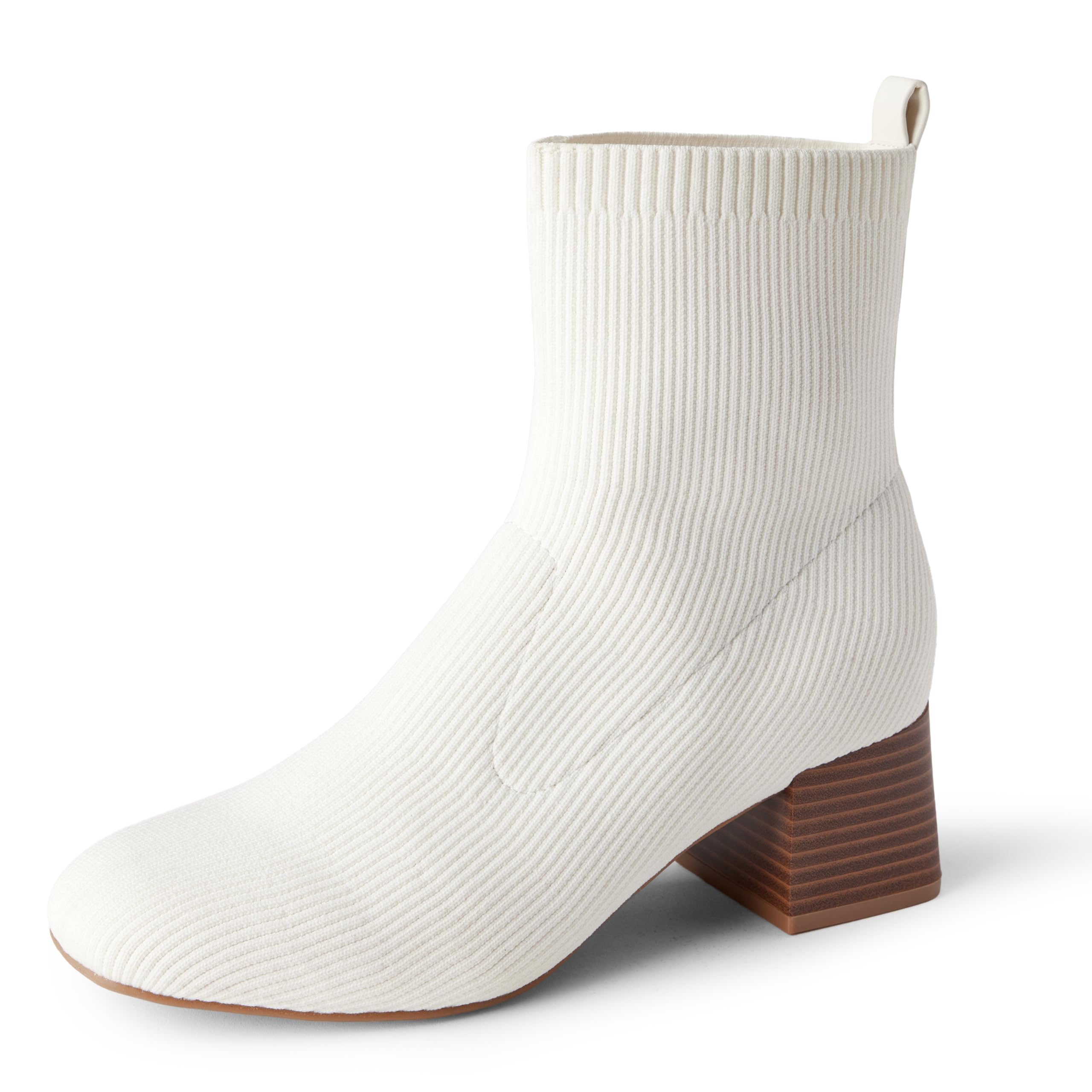 Amazon Essentials Women's Knit Stretch Ankle Sock Boots, Ivory, 7.5 UK
