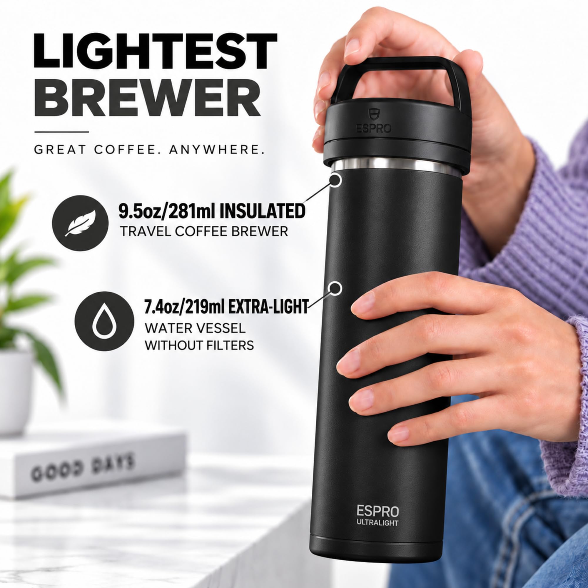 ESPRO P0 Ultralight French Press - Coffee on the Go -9