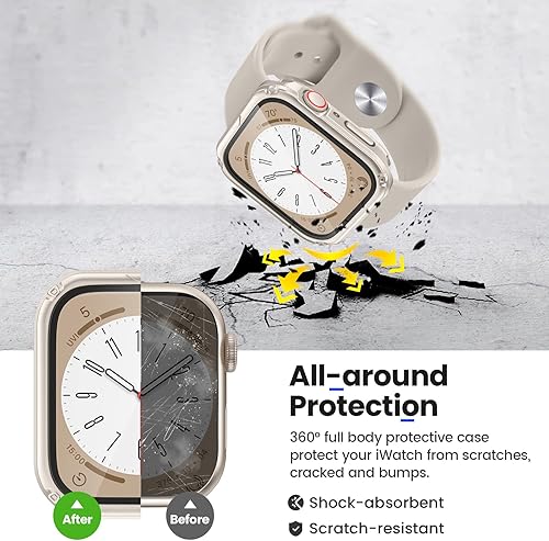 Miniatura 6 de Goton Funda resistente al agua 2 en 1 para Apple Watch protector de pantalla de 1575 pulgadas Series 6 5 4 SE 360 cubierta protectora de cristal