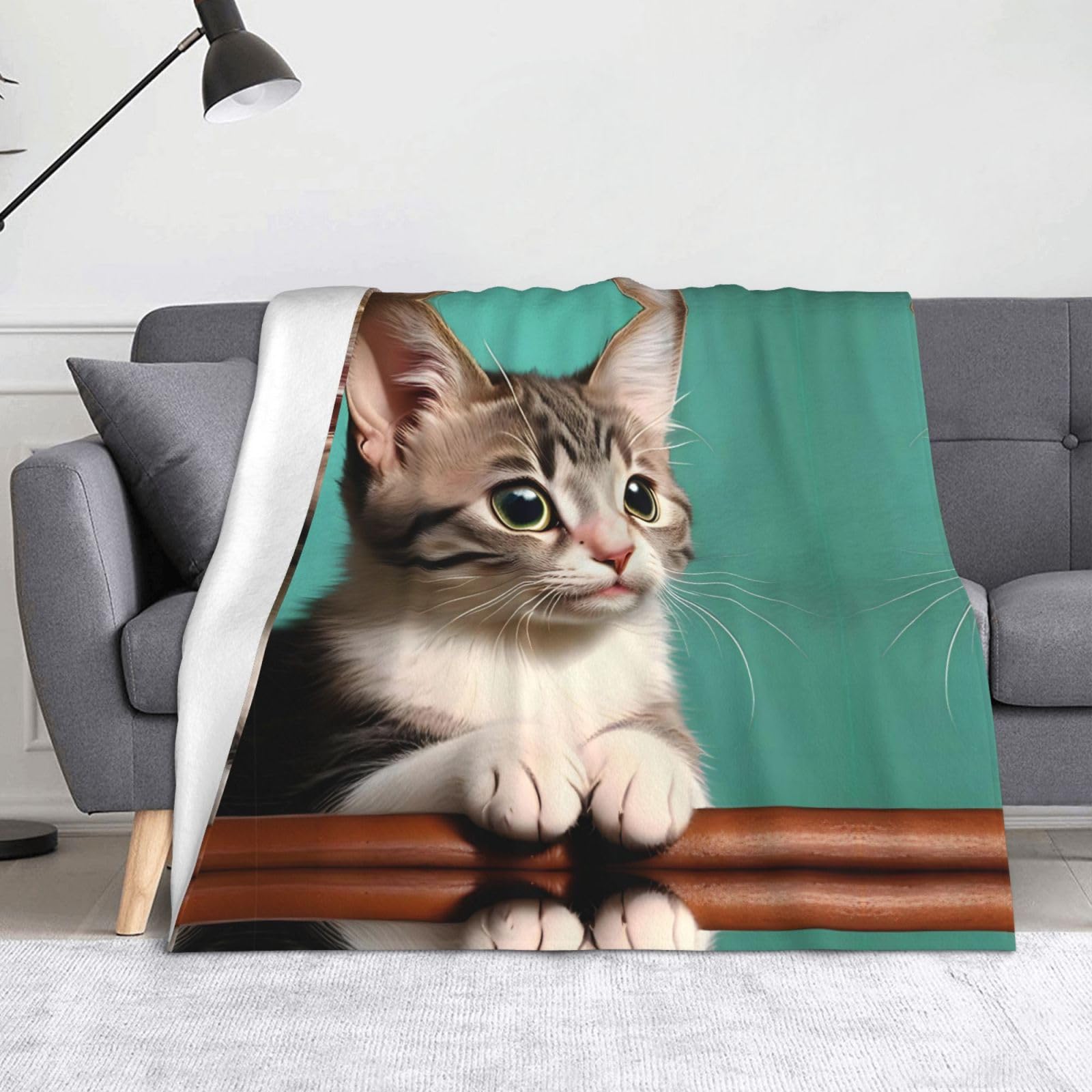 Plaid chat flanelle couverture douce maison jeté de lit voyage durable