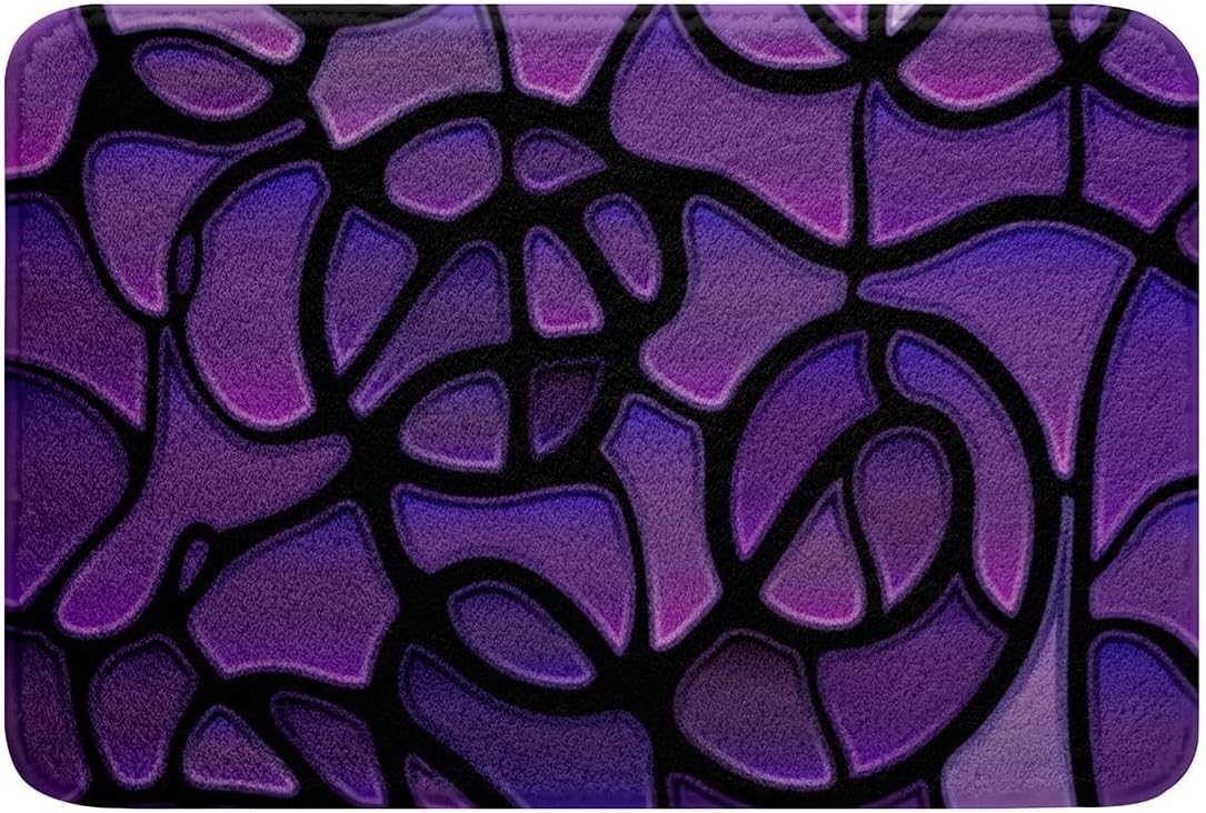 Purple Bathroom Rug Mat, Geometric Gradient Plush Bathroom
