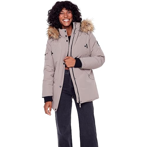 ALPINE NORTH Glacier Women’s Vegan Down Winter Coat with Faux Fur Hood - Parka Jacket for Women