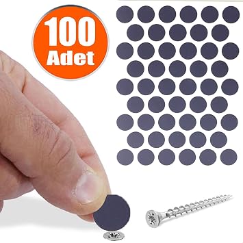 Badem10 Yapışkanlı Vida Tapası Tıpası Antrasit Gri Vida Kapatıcı Kapağı (100 ADET)