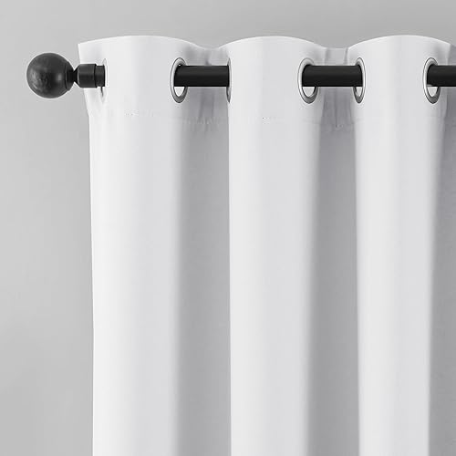 Miniatura 9 de Beauoop Cortinas blancas 100% opacas de 84 pulgadas de largo, 2 paneles para dormitorio, sala de estar, oscurecimiento de la habitación, aislamiento