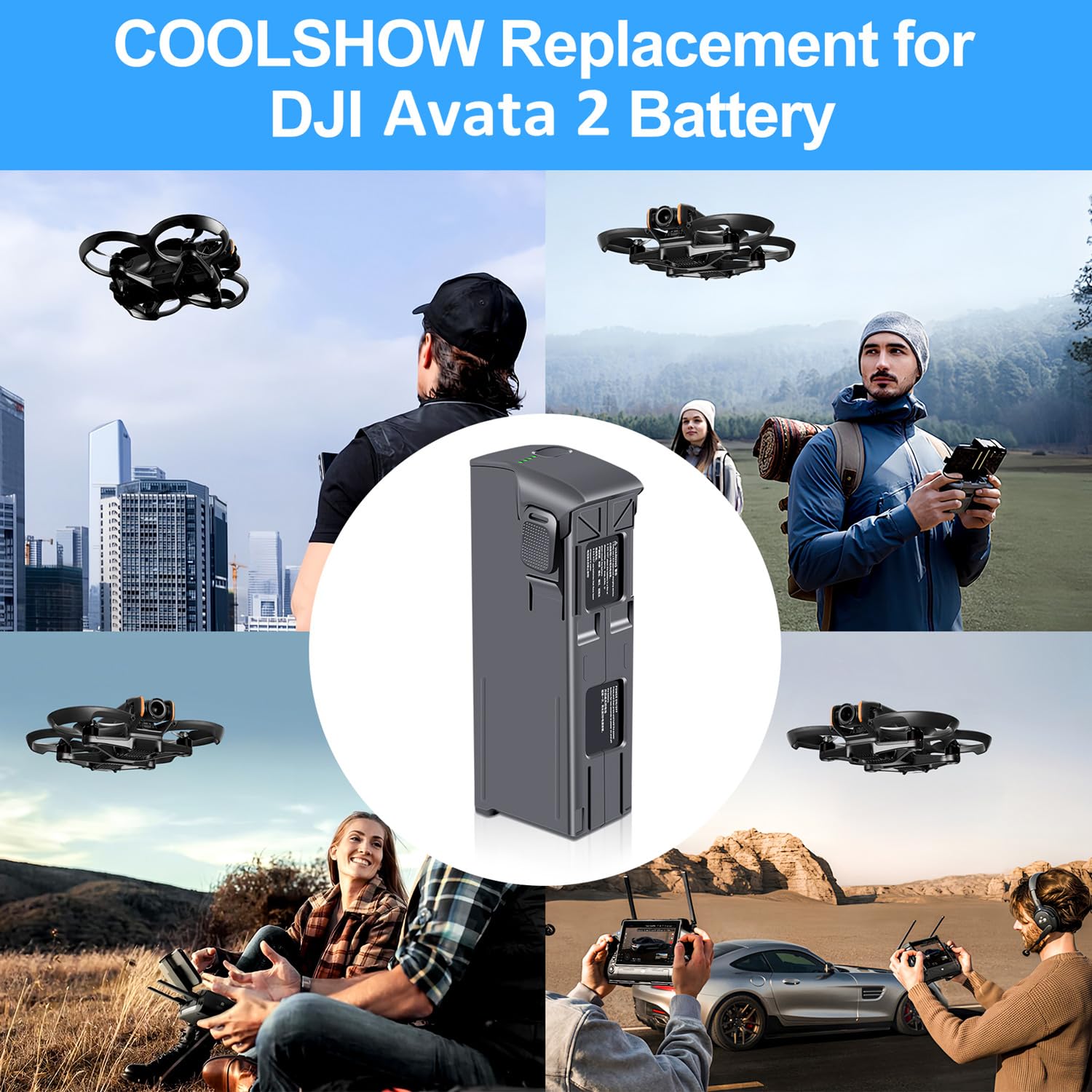 COOLSHOW Intelligenter Flug Avata 2 Akku Ersatz 2150mAh 1 Stück bietet 23 Minuten Maximale Flugzeit Kompatibel mit DJI Avata 2 Drohne (Nicht für Avata 1)