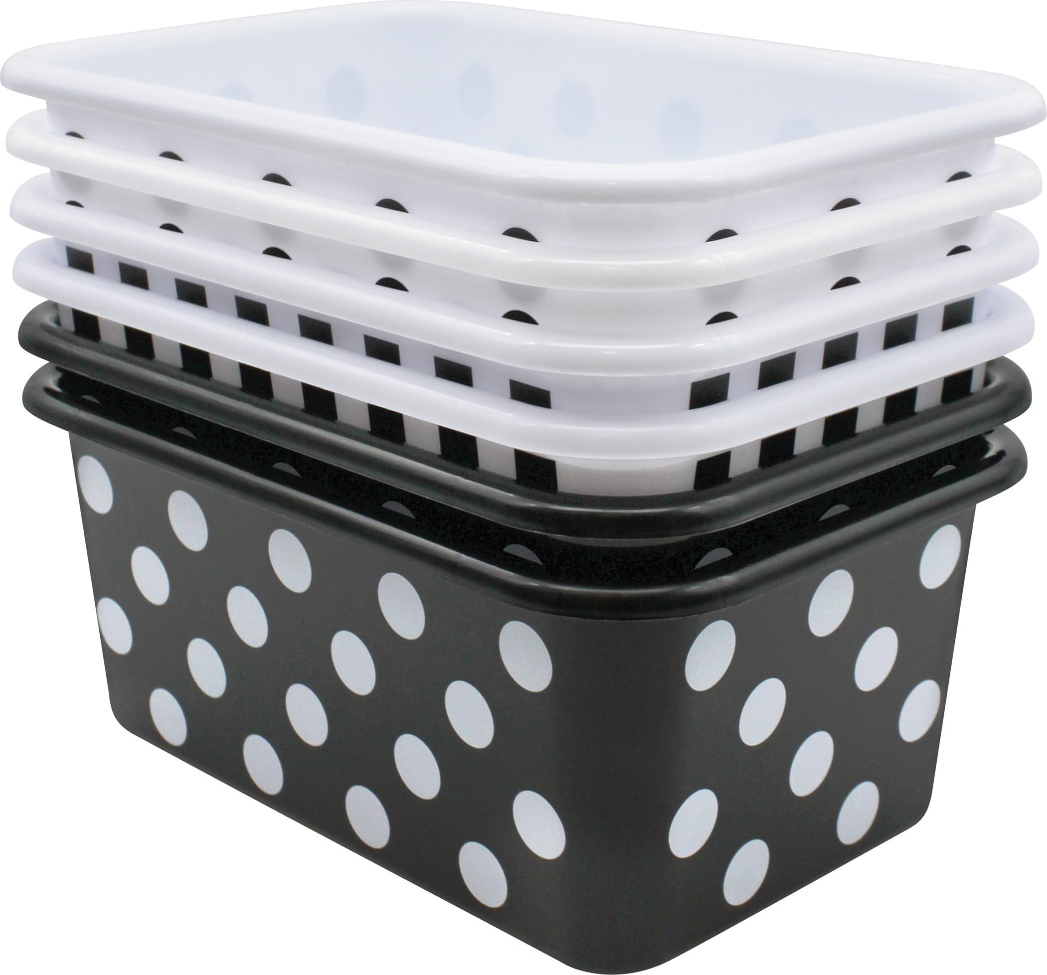 Teacher Created Resources Black and White Designs Small Plastic Storage Bin 6-Pack (TCR2088642)