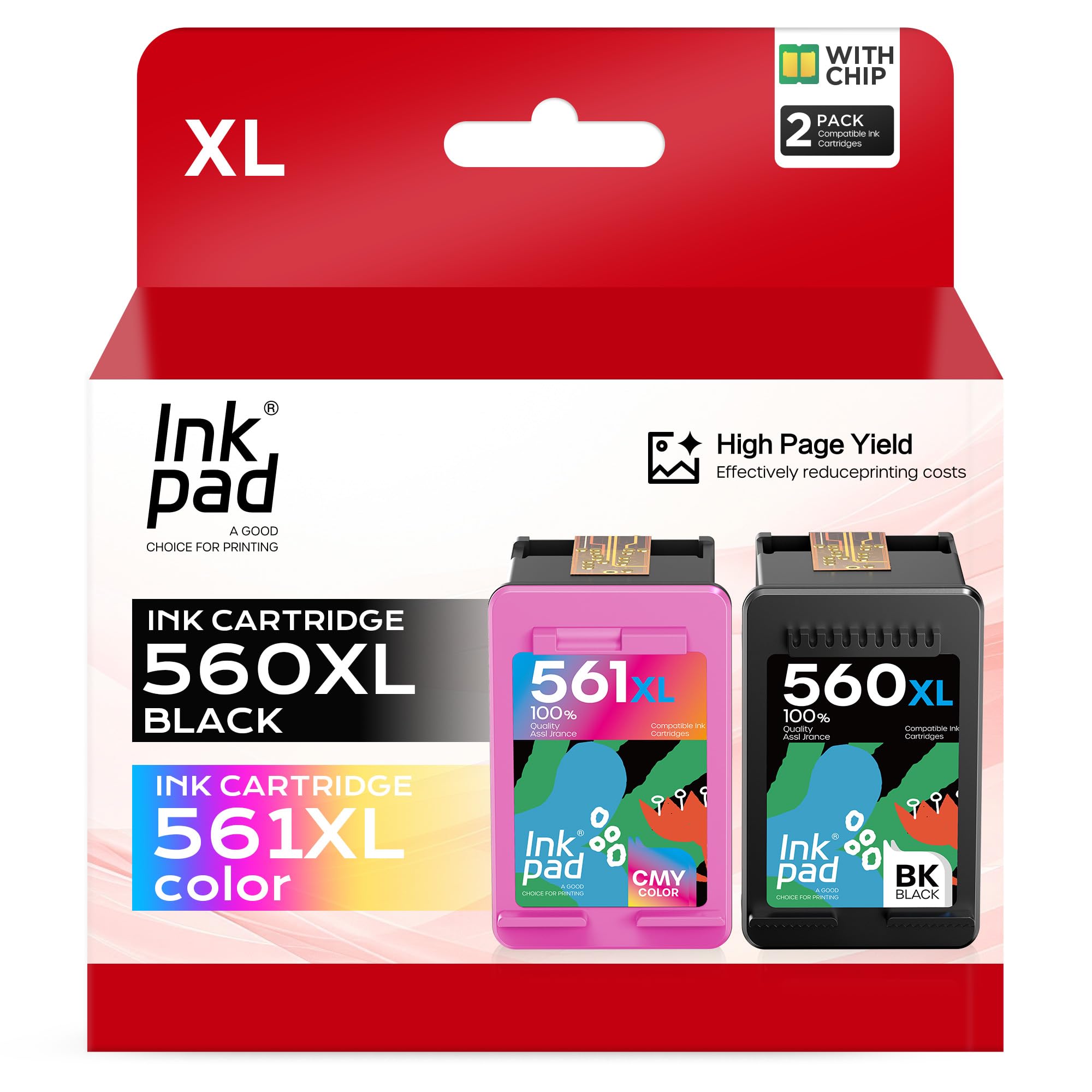iNKPAD PG-560XL CL-561XL Druckerpatronen Multipack für Canon 560 561 Patronen für Canon PIXMA TS5350i TS7450i TS7451i TS5351i TS5350 TS5351 TS5352 TS5353 TS7450 TS7451 (1 Schwarz 1 Tri-Color)