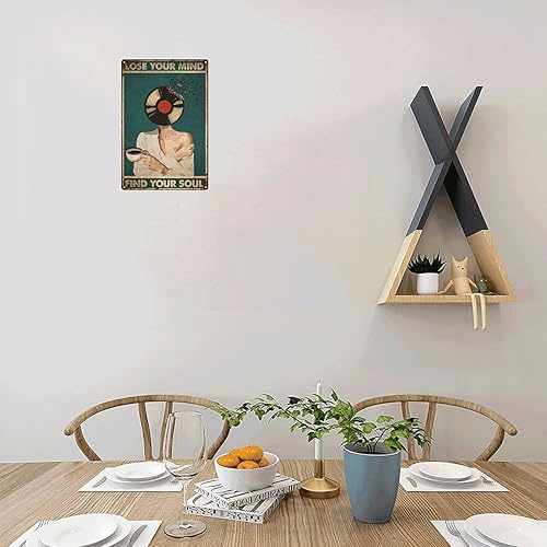Miniatura 5 de YLUYINOM Cartel de metal de estaño "Lose Your Mind Find Your Soul", póster de música de café, sin marco, 8 x 12 pulgadas, pintura de estaño