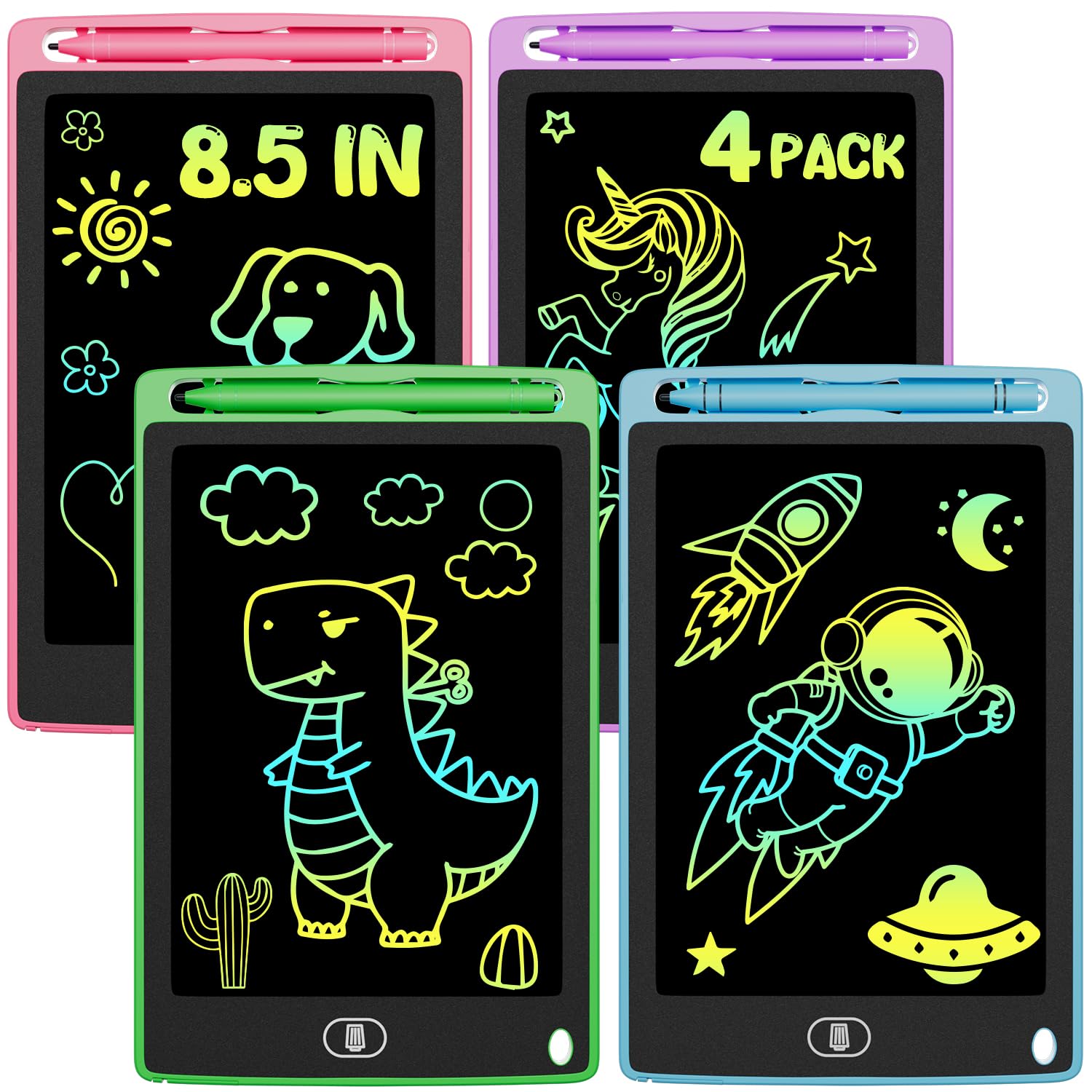 4-Pack LCD Writing Tablet for Kids 8.5 Inch, Colorful Doodle Board