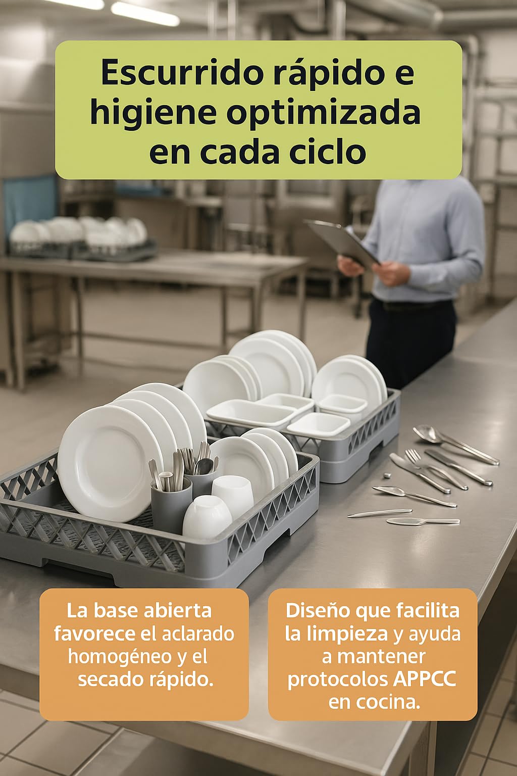 Cestino Lavastoviglie Universale Vassoio scolapiatti Bicchieri Posate Maglia Sottile 50x50x10 Cm Polipropilene Grigio Rack Essiccazione Hosteleria Cucina Industriale Ristorante