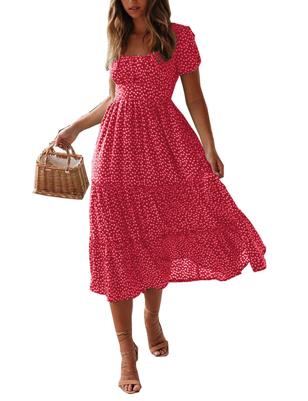 TOPLAZA Vestidos Casuales Mujer Vestido Largo de Playa Estampado de Flores Verano