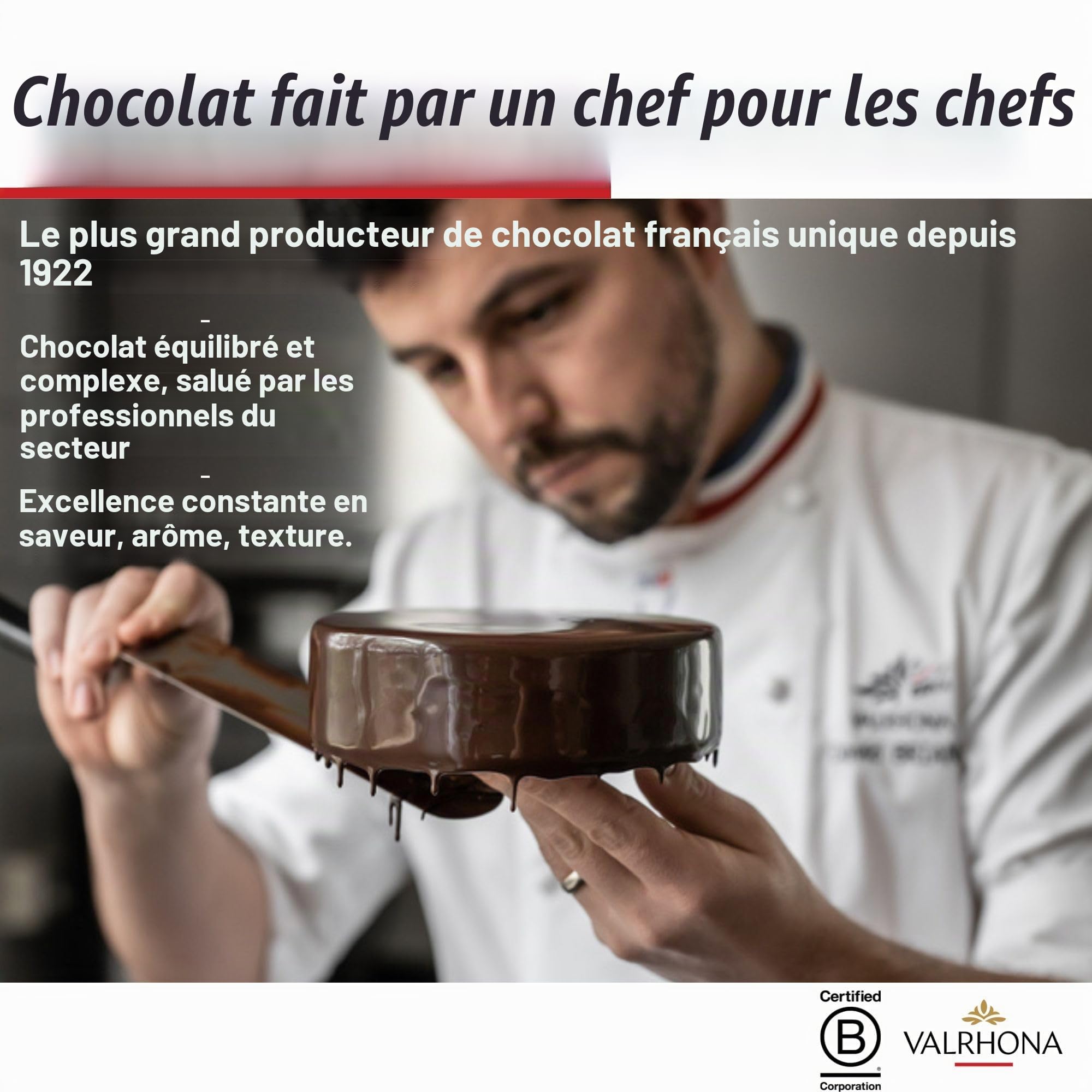 Valrhona Disques de chocolat noir de cuisson française (fèves) ORIADO 60% Cacao Bio et commerce équitable Trempe facile Crémeux et équilibré Pour brownies, gâteaux, mousses et glaçages 1 kg (1 pièce)