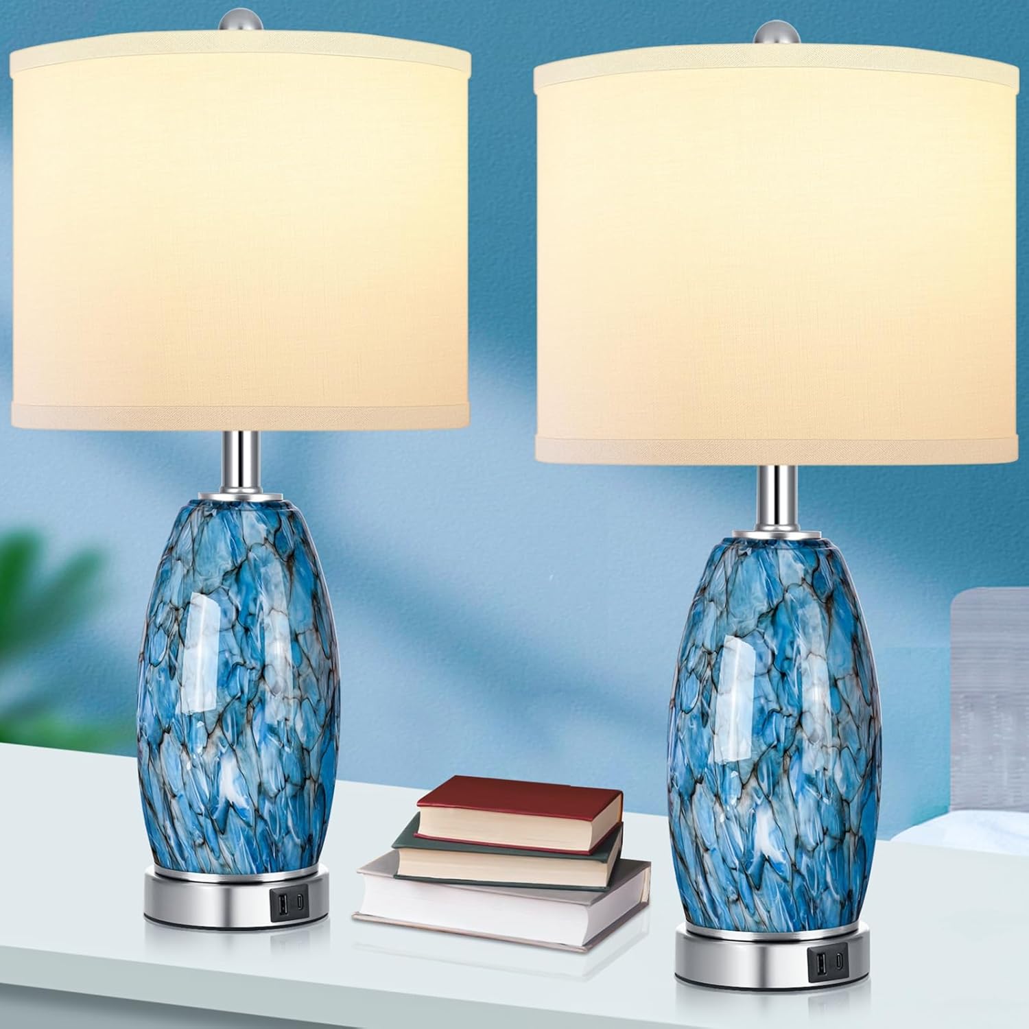Modern Coastal Table Lamps 23” High Blue Gray Ireland Ubuy