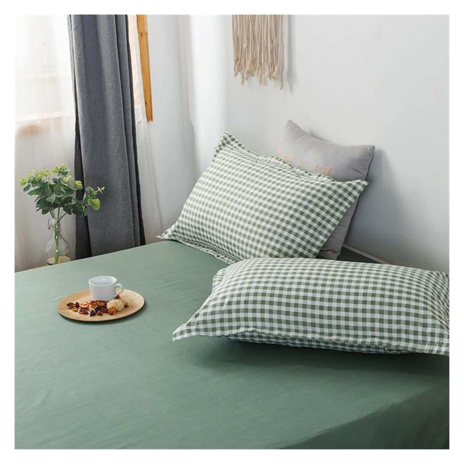 Copripiumino Matrimoniale Green Grid Duvet Cover 220x240 federa 3pcs, set di biancheria da letto, coperchio trapunta 200x230, coperchio coperta, lenzuolo, doppia regina king size Copripiumino Singolo