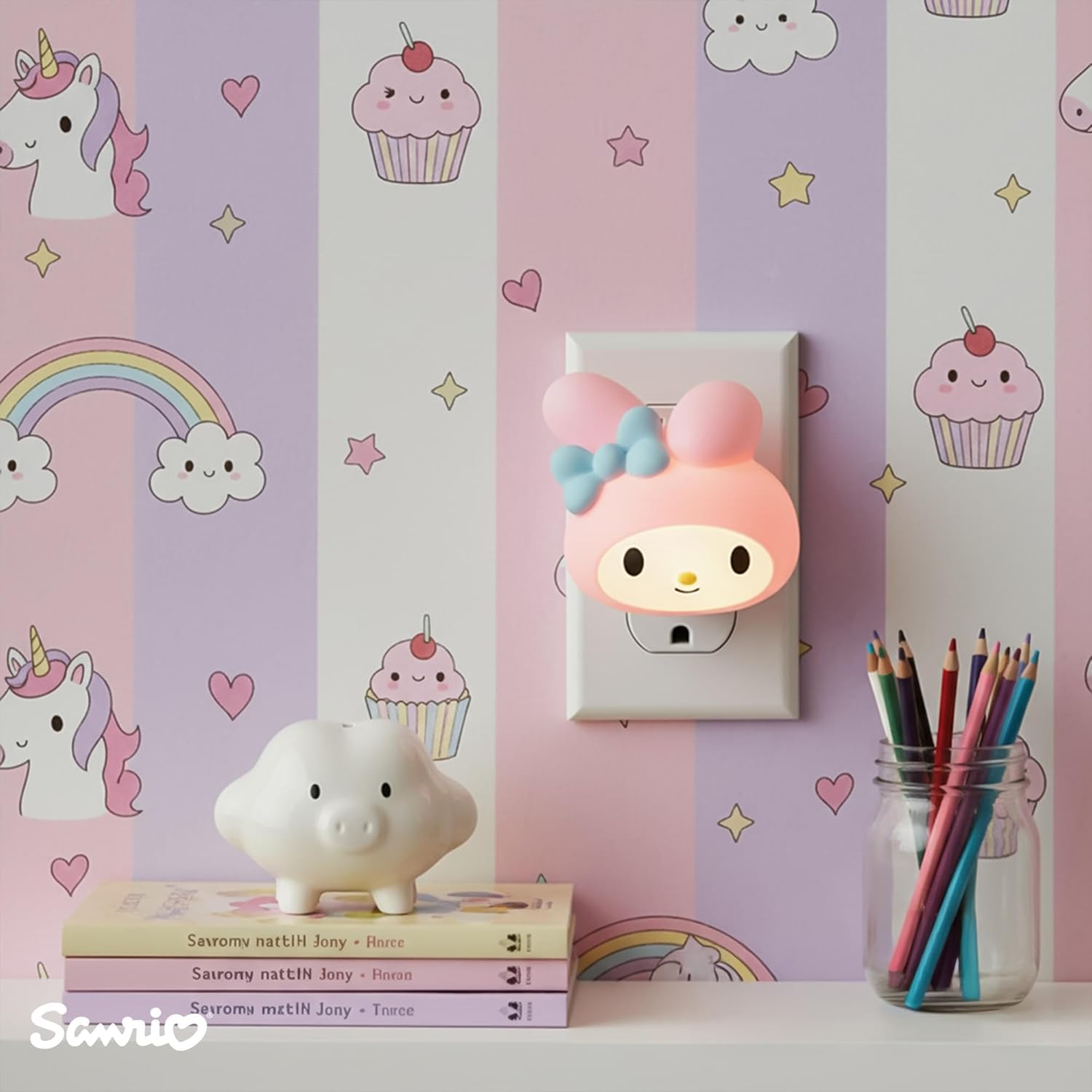 Ukonic Sanrio My Melody Face Plug-in Nightlight, LED Mood Light