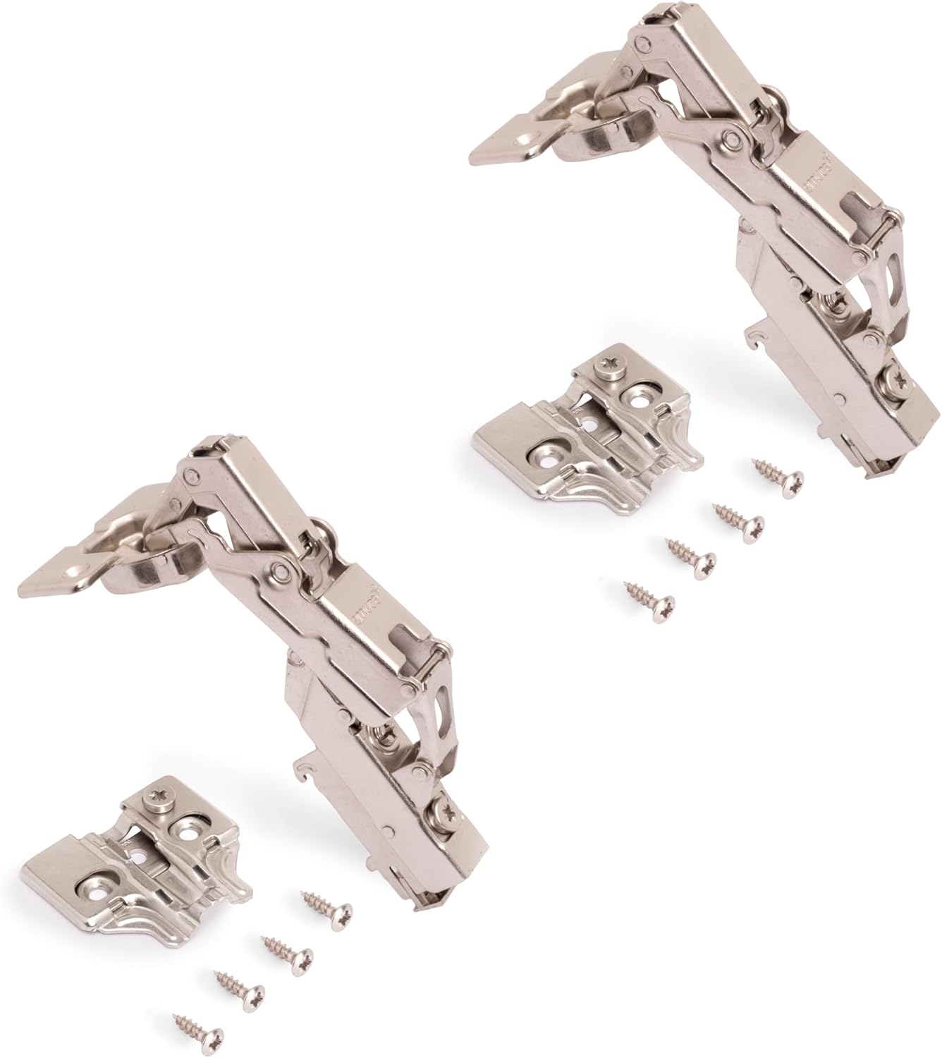 Emuca 1015107 Inset soft-close concealed hinge with Ø35mm cup and 165° opening angle + screw-on plate with cam adjustment, Set of 2 pcs