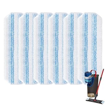 Pack of 6 Replacement Mop Pads Compatible with Vileda H2PrO Floor Mop System, Microfibre Washable Pads for Hard Floor Cleaning and Pet Hair Removal