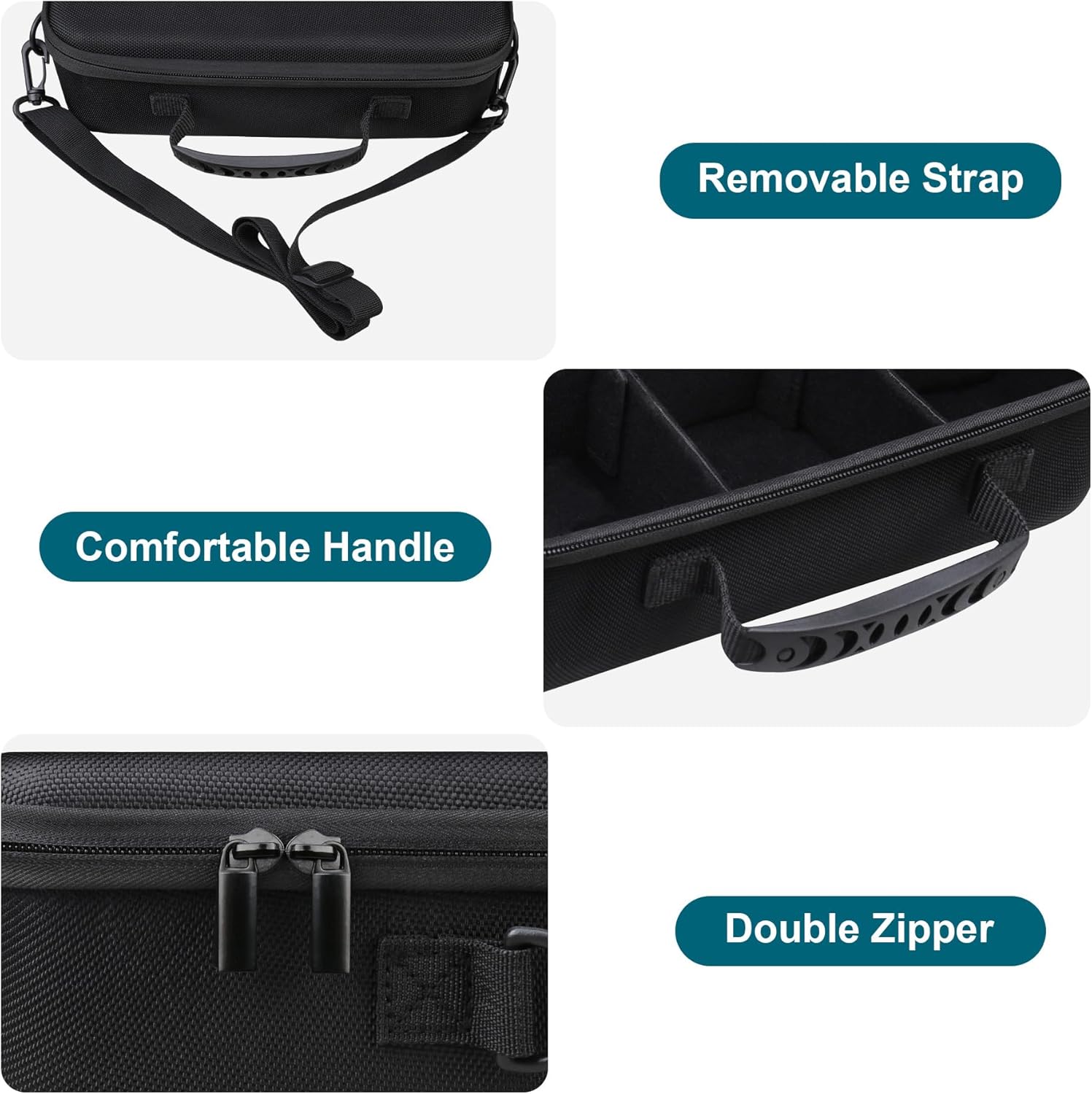 Canboc Carrying Case for Canon EOS Rebel T7/ R50/ R50 V/ R6 Mark II/ R100/ R8/ R7/ R5/ 90D/ Sony Alpha DSLR Camera and 18-55mm Lens, Camera Bag with 5 Pieces of Dividers and Shoulder Strap, Black