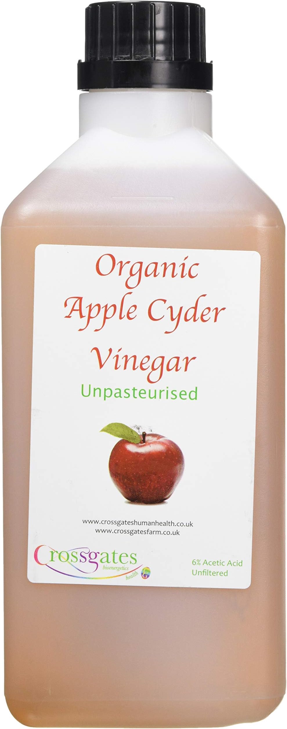Crossgates Award Winning Apple Cider Vinegar 1 Ltr, Raw, Unpasteurised, Rich in Minerals, Vitamins, Enzymes and Trace Elements, With Established Health Benefits and Delicious Culinary Uses
