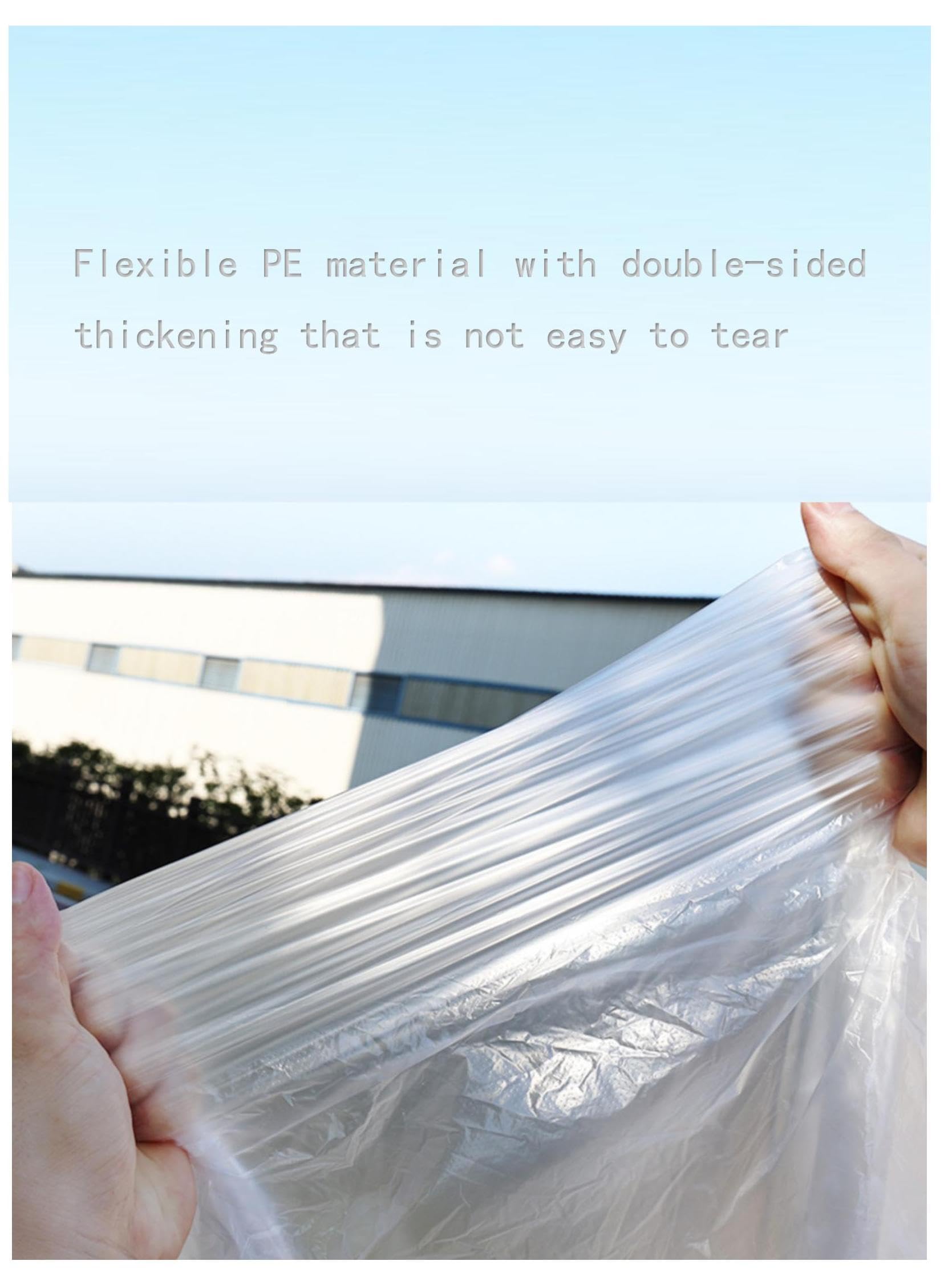 Disposable Car Covers Waterproof Dust Protection for Vehicles Fits Most Sedans SUVs L 12-23 ft - Transparent Plastic — view 7