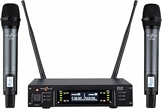 THE L.T TUNES Studiomaster XR-50® HH Dual Wireless UHF Microphone Set – Two Handheld Microphones with Receiver for Singin...