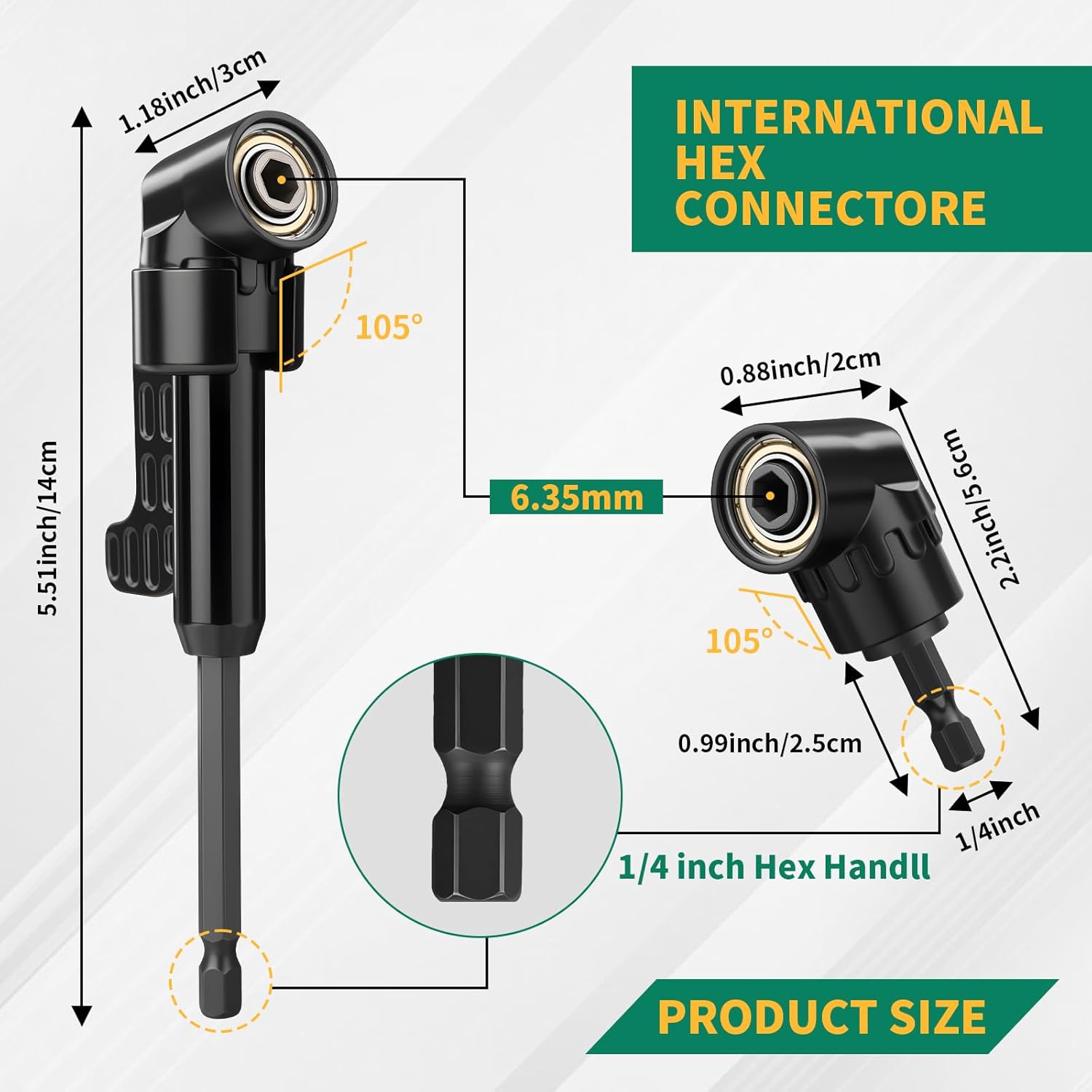 GRENPRO 19 Pcs Flexible Drill Bit Extension Kit, Includes 2 Pcs 105° Right Angle Drill Attachment, 3 Pcs Rotatable Socket Adapter, 10+2 Pcs Screwdriver Bits & Bendable Extension for Tight Spaces