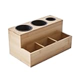Bamboo Hair Tool Organizer with 6 Compartments, 12