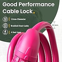 Vista 3 de Titanker Candado de bicicleta, cerradura de bicicleta de 4 pies, bloqueo de cable de 1/2 pulgada con soporte de montaje, accesorios de bicicleta