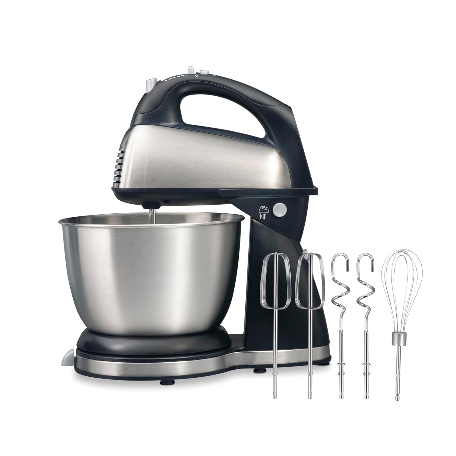 Hamilton Beach Classic Stand and Hand Mixer 4 Quarts 6 Speeds with QuickBurst Bowl Rest 290 Watts Peak