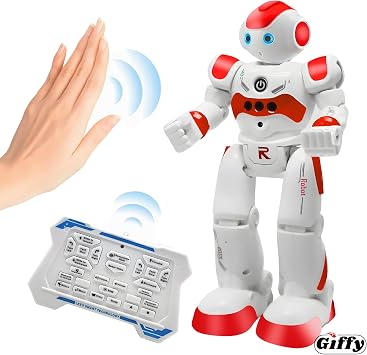 Giffy/Oyuncak Uzaktan Kumandalı El Sensörlü Akıllı Robot Şarjlı Led Işıklı Sesli Müzikli Moonwalk Dans (Kırmızı)