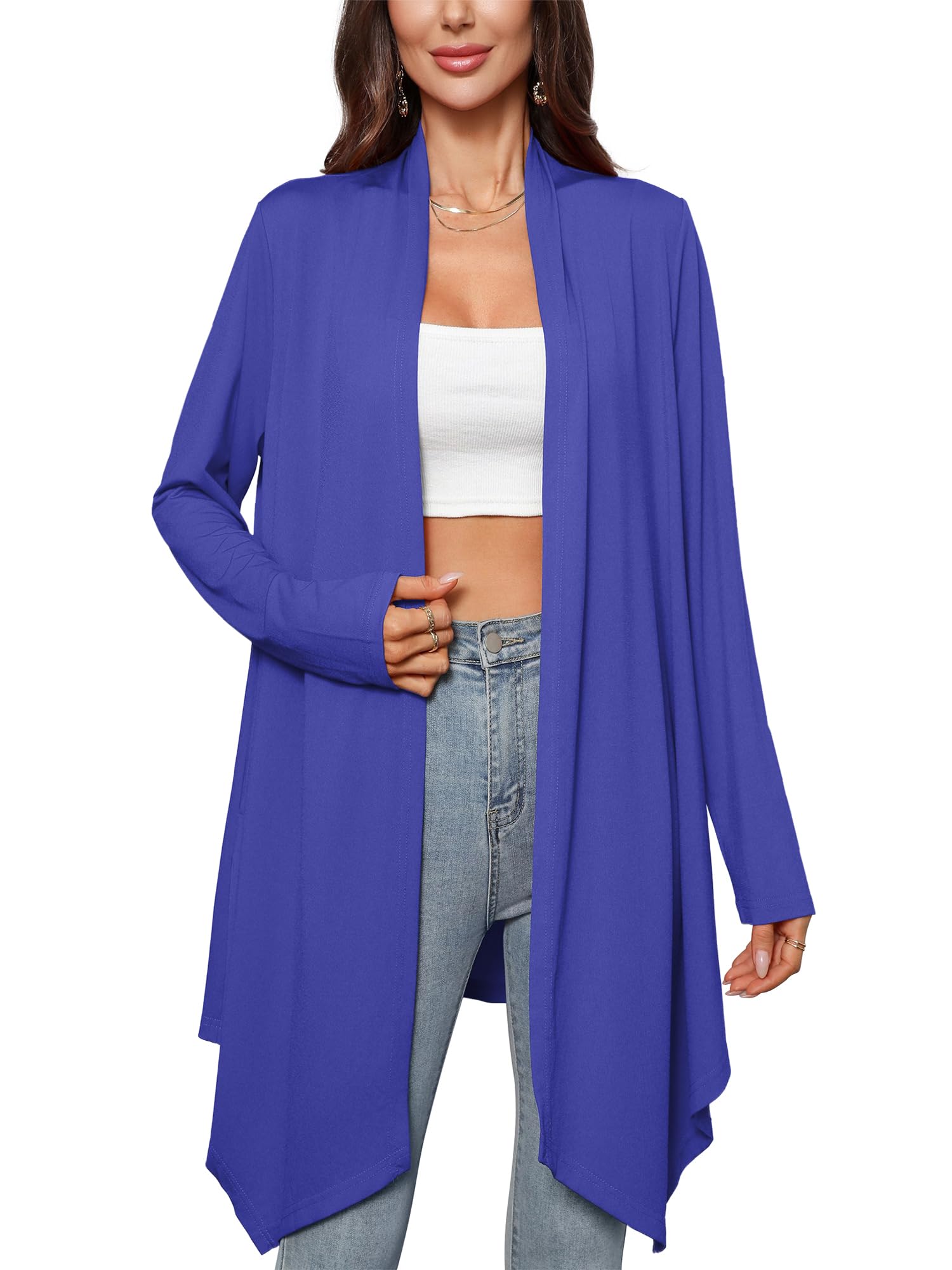 Ylhystrical Women's Long Sleeve Cardigans Lightweight Open Front Casual Soft Drape Spring Summer Fall Cardigan S-3XL