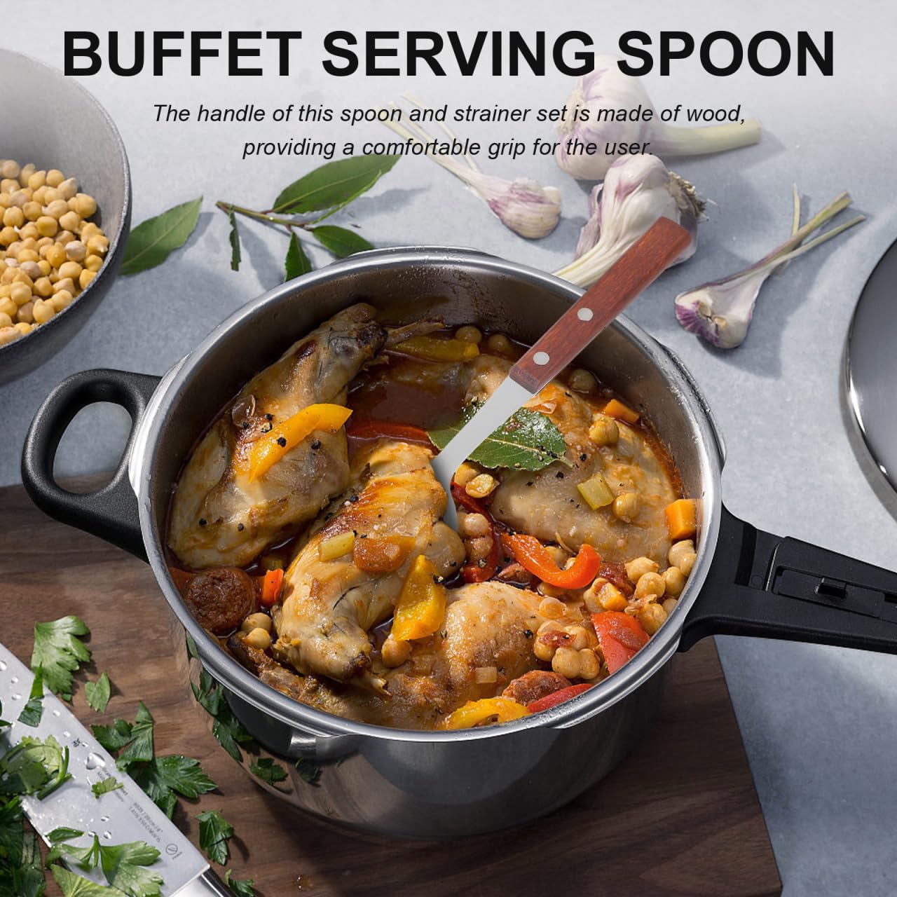 Stainless Steel Serving Spoon - Rosewood Handle -9