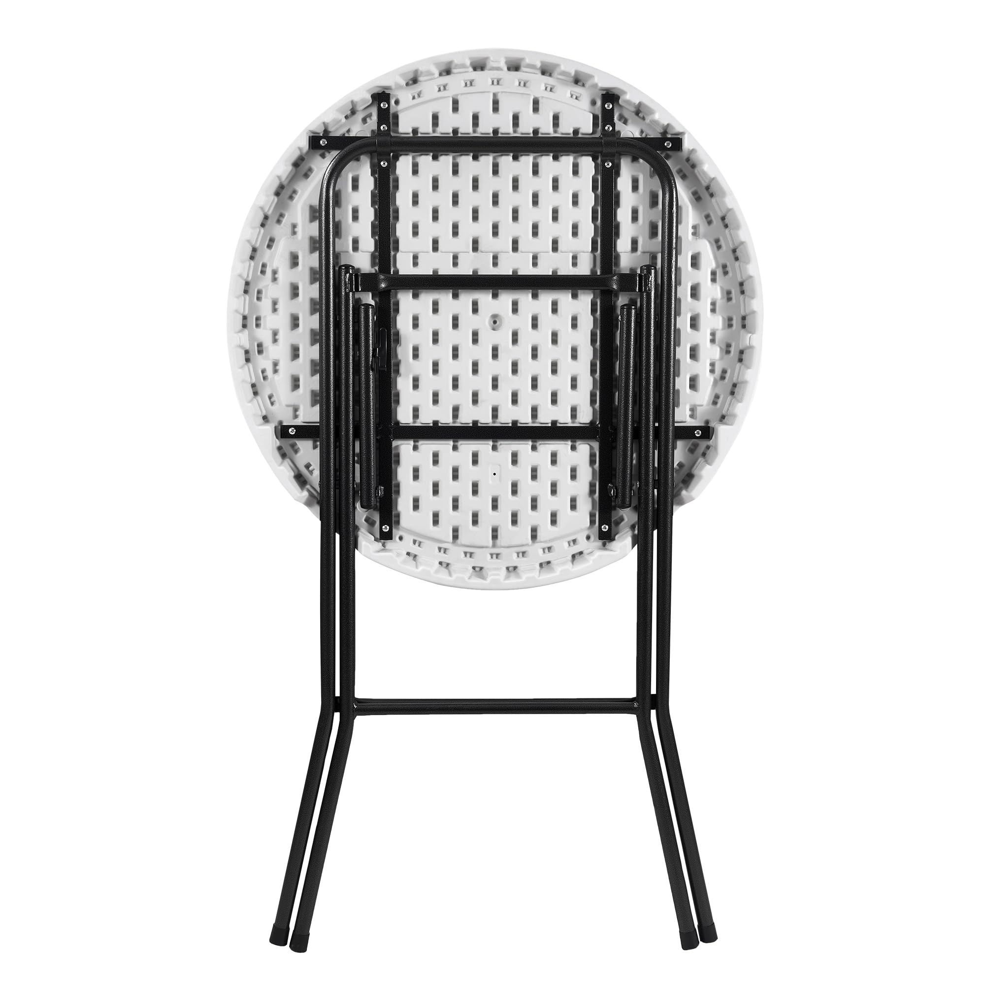 Cofan Mesa Alta Plegable Redonda de Catering | Color: Blanco | Adecuada para Interior y Exterior | Medidas: Ø 80 x 110 cm