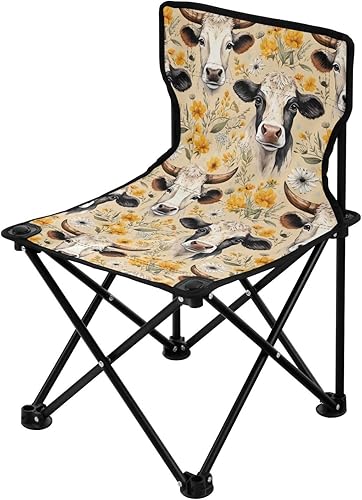 Miniatura 4 de Outdoor Folding Cute Cow Daisy Camping Chairs for Adults Portable Camping Chair Lightweight Lawn Chair 202a4604