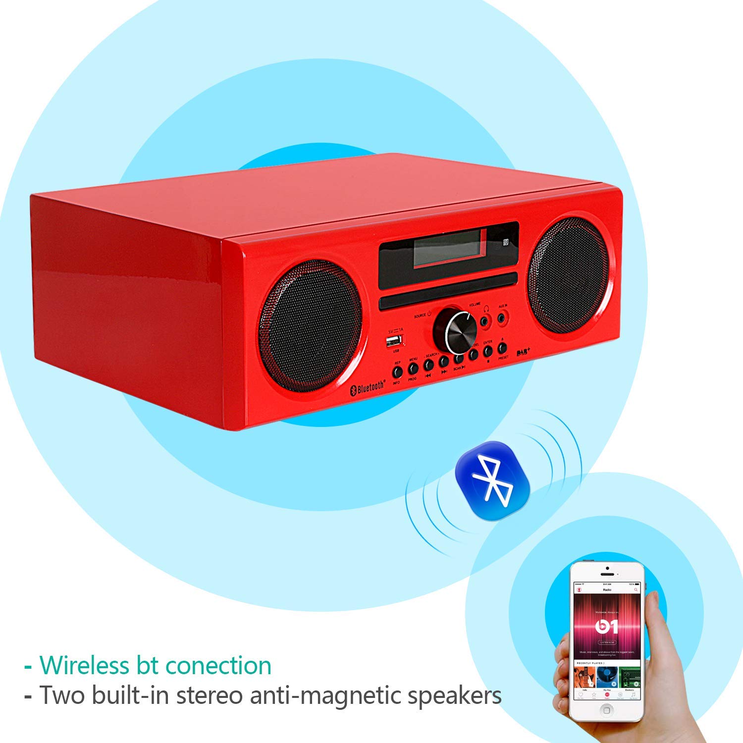 dl DAB/DAB+ Digital HiFi FM Radio DSP Builtin Stereo CD Player All in