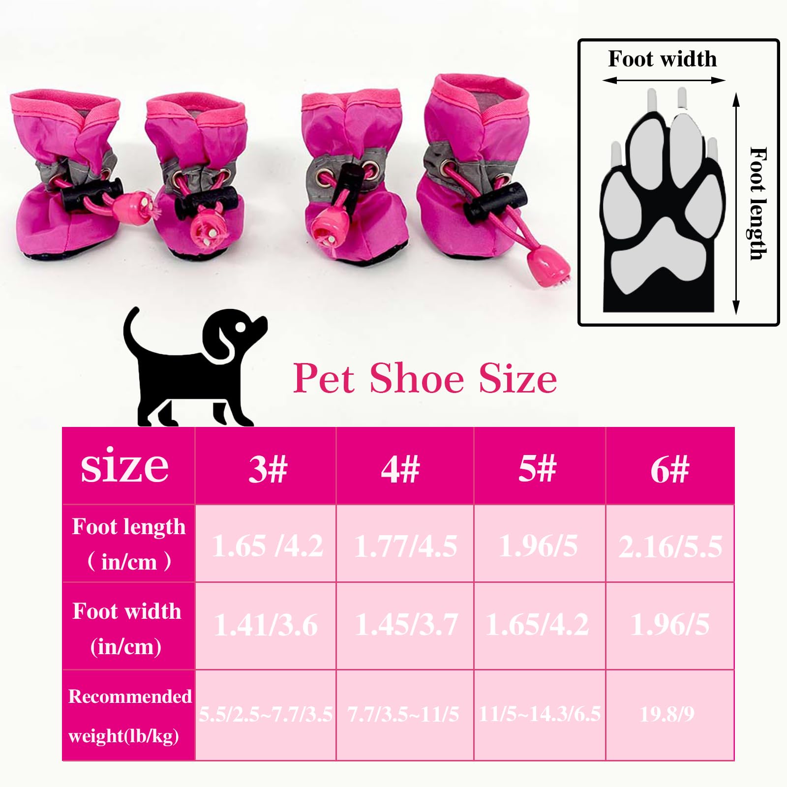Desuibao Dog Boots for Small Medium Large Dogs with Reflective Strap - Image 2