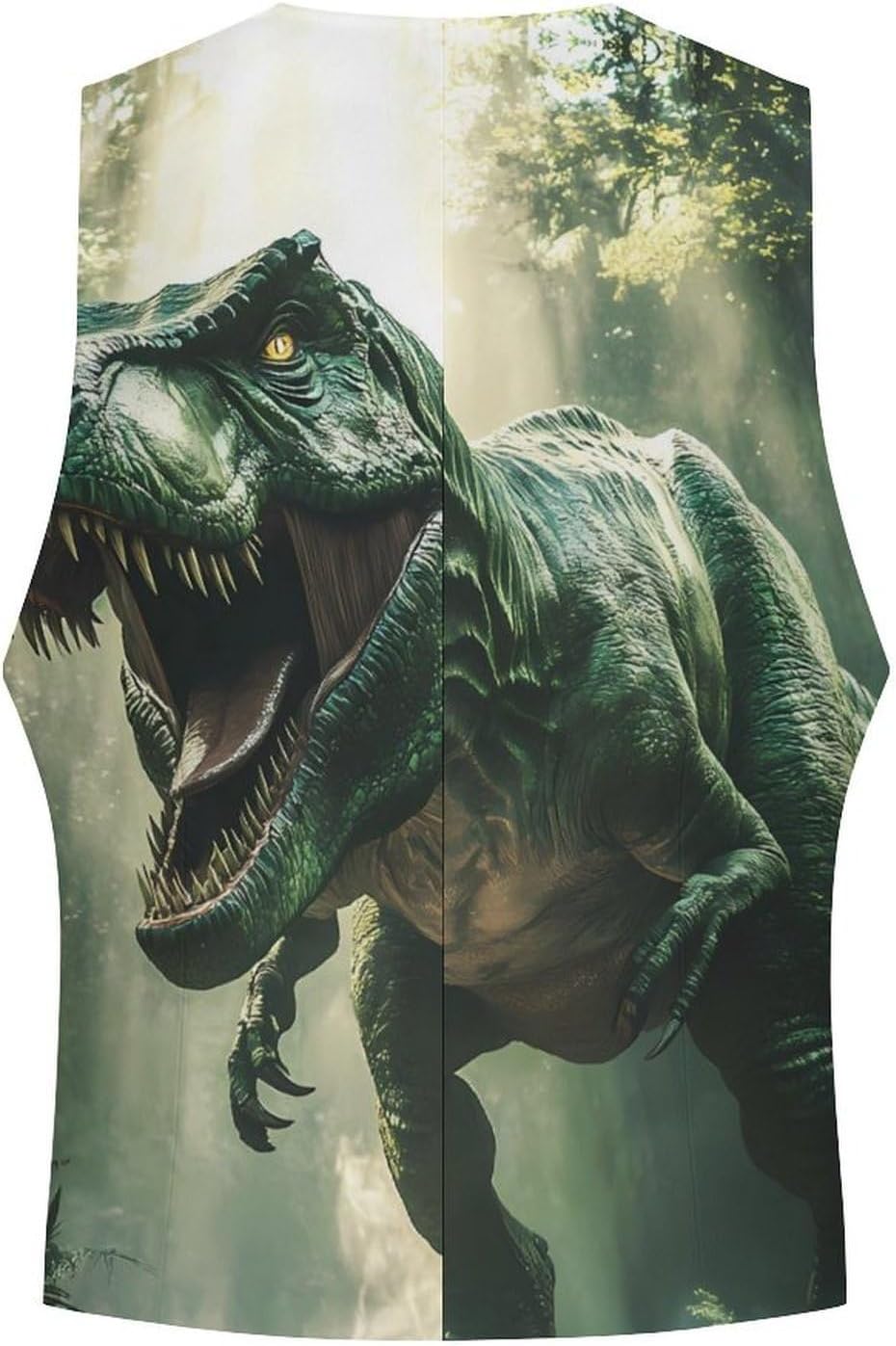 Dinosaur Tyrannosaurus in Jungle Men's Suit Vests Waistcoat V-neck Formal Dress Tuxedo for Business