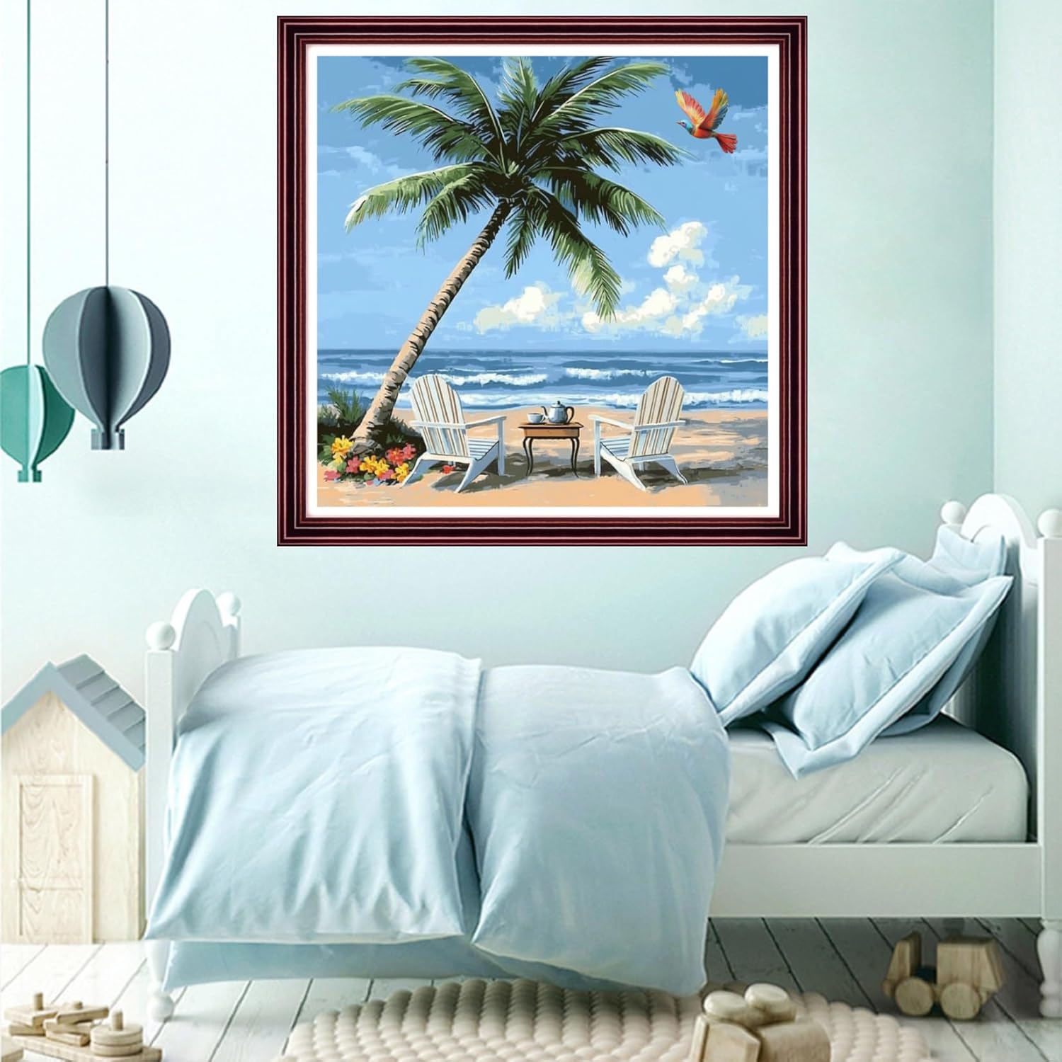 Funchey Counted Cross Stitch Kits for Adults Needlepoint Kits Unprinted Cross Stitching Embroidery Kit 11CT Cross Stitch Supplies-Rest Under the Coconut Tree 18x18 inch